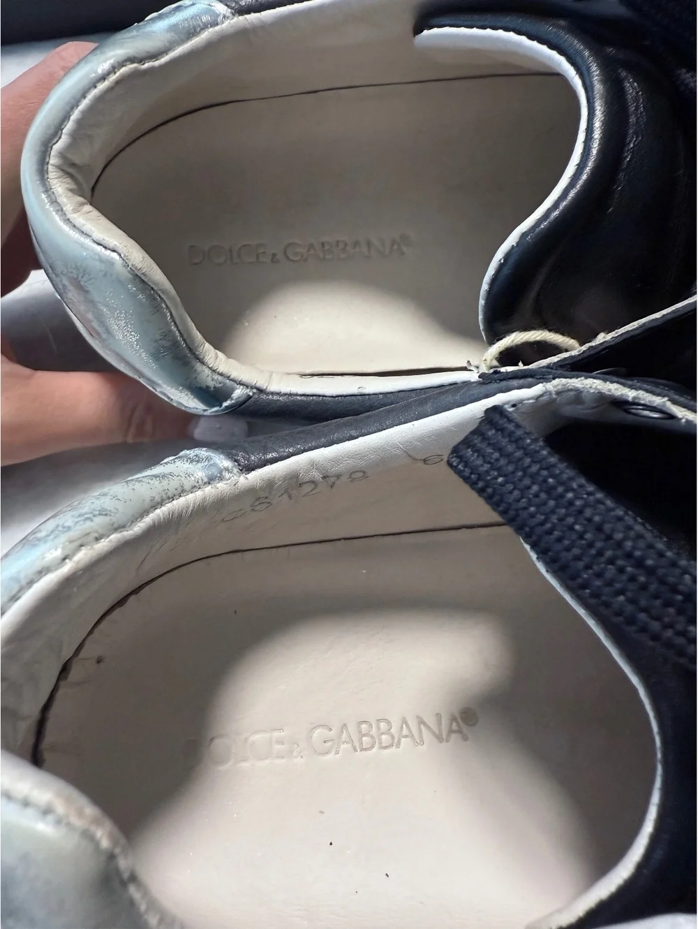 DOLCE & GABBANA Men Light Leather Sneaker Shoes Gray Yellow 39 US 6 UK 5